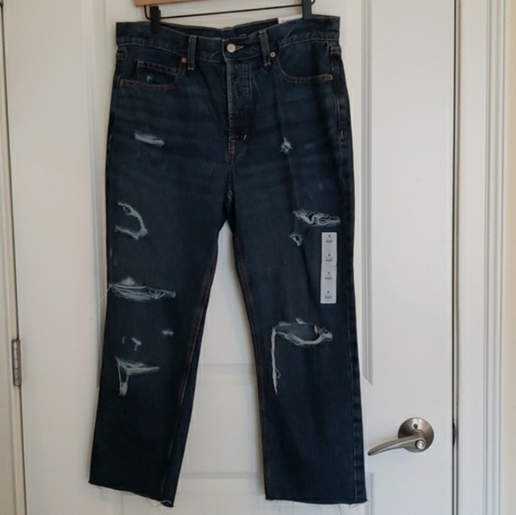 Old Navy High-Rise Slouchy Straight Cropped Jeans - Size 6 - Picture 3 of 11